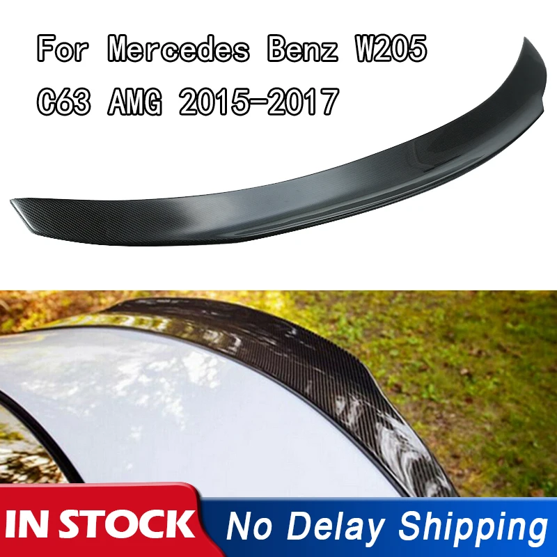 Car Rear Trunk Spoiler Lip Wing Carbon Fiber For Mercedes Benz W205 C63 AMG 2015-2017 Performance Highkick Spoilers Accessories