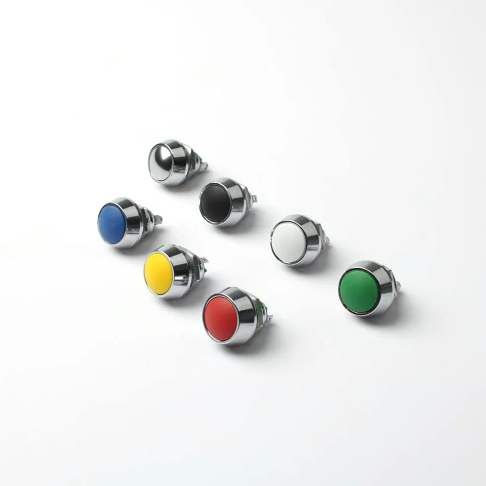 12mm IP65 Waterproof Momentary Colors1NO Domed  Micro Switch Metal  Push Button Switch Pin feet/Screw Terminal