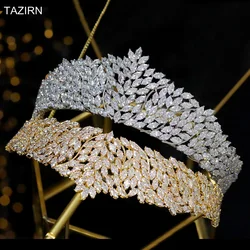 5A Cubic Zirconia Crowns and Tiaras for Women Wedding Headpieces Princess Queen Elegant CZ Big Headwear Bridal Hair Accessories