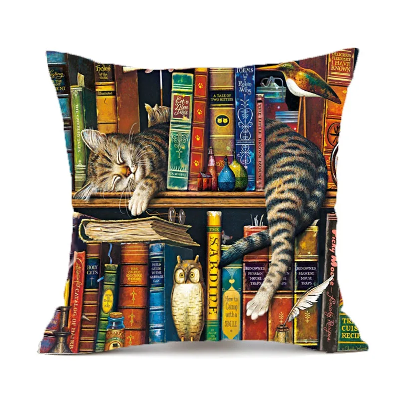 Cute Cat Printing Decorative Pillowcase Creative Cat Throw Pillow Case Pillow Cover Pillowcases 45*45CM kussensloop almohada