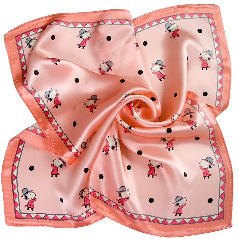 High-quality Pure Silk Scarf Women Bandana Female Hair Scarf Dog Women\'s Natural Silk Square Headband Head Scarf for Women Puppy