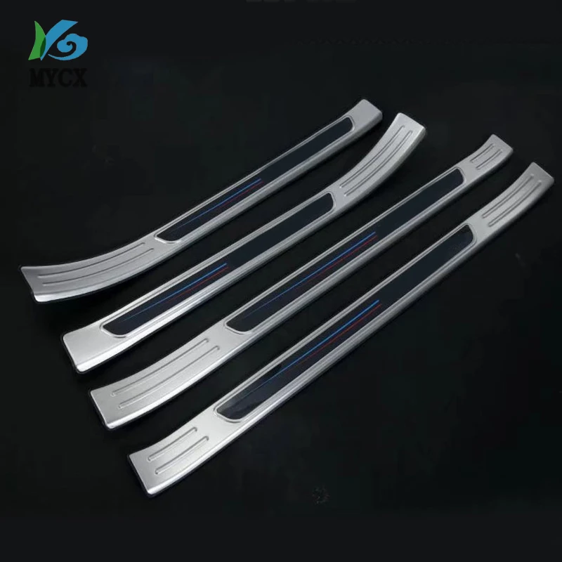 

8PCS For Volkswagen Tiguan L 2018 2019 door car stickers door bright door sill car accessories Car welcome pedal stainless steel
