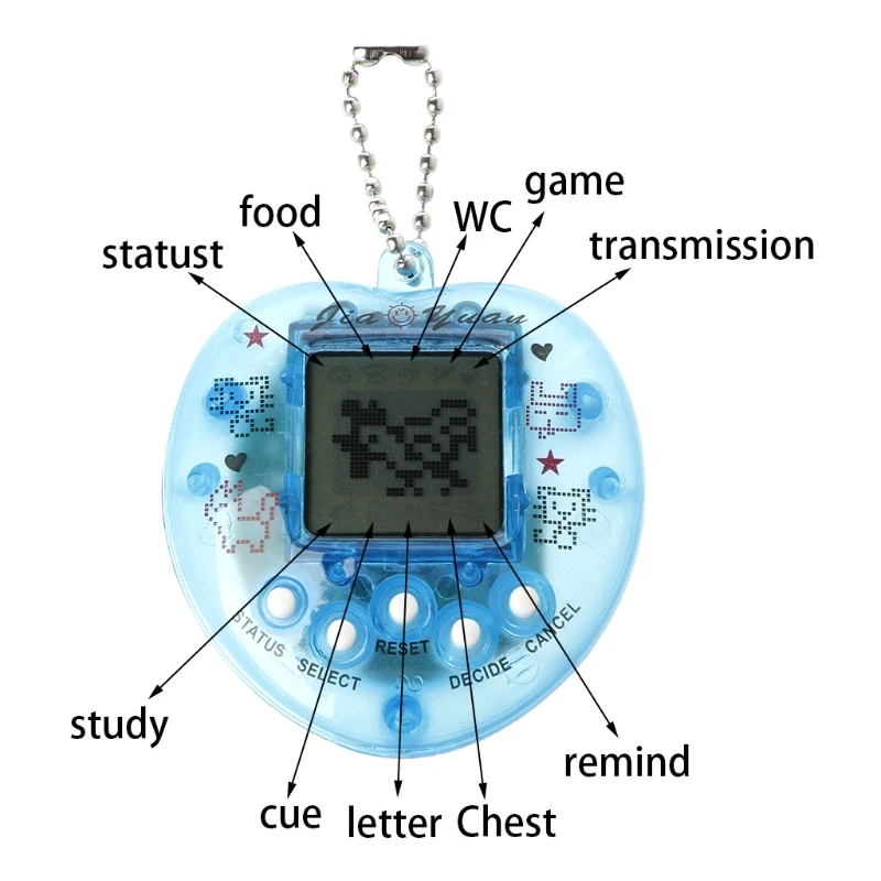 Macchina elettronica del gioco dell'animale domestico digitale virtuale LCD sveglio di forma del cuore con il portachiavi