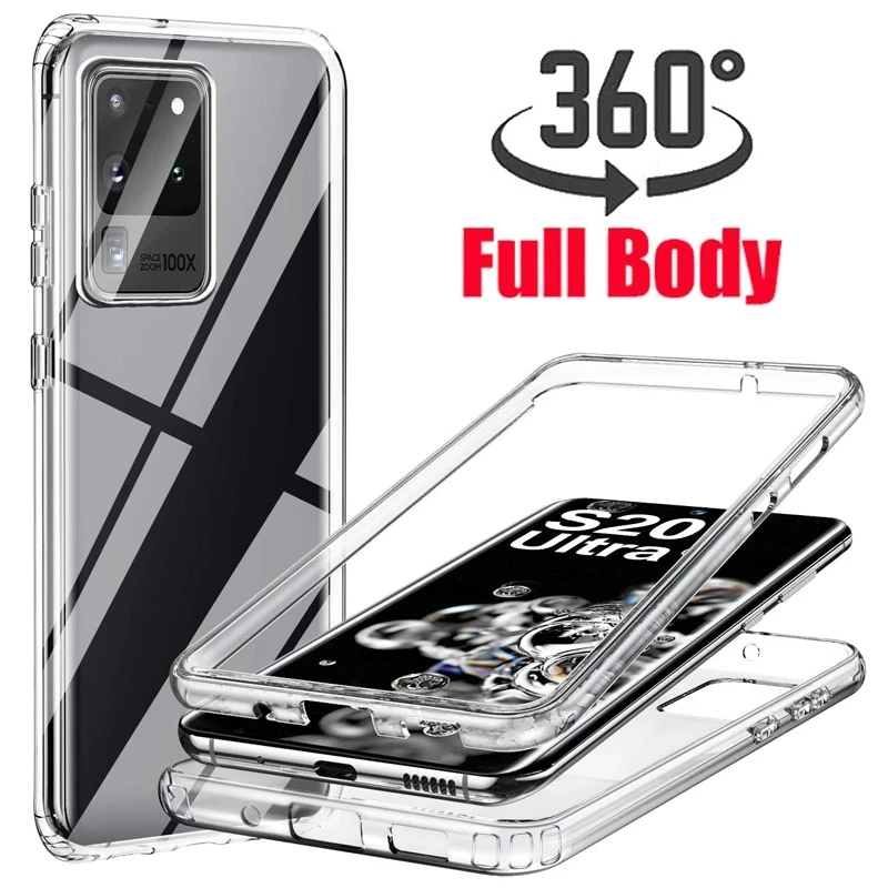 360 Full Body Soft Clear Cover For Samsung Galaxy S22 S21 S20 S23 Ultra S20/S21FE S10 S9 S8 Plus Note 20 10 9 8 A14 S105G Case