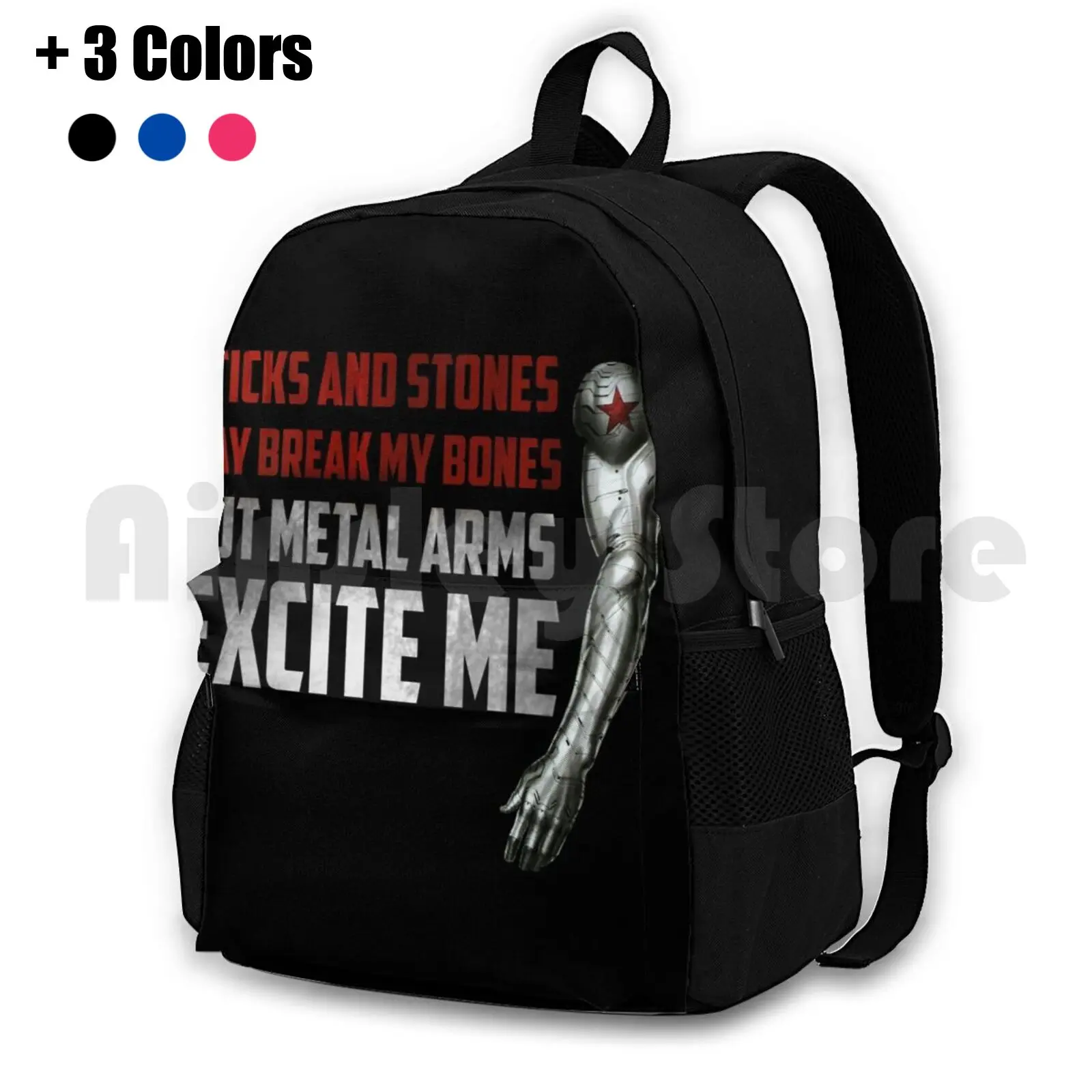 Sticks And Stones Outdoor Hiking Backpack Waterproof Camping Travel The The Bucky Barnes Rhianna S M Typography Word Text