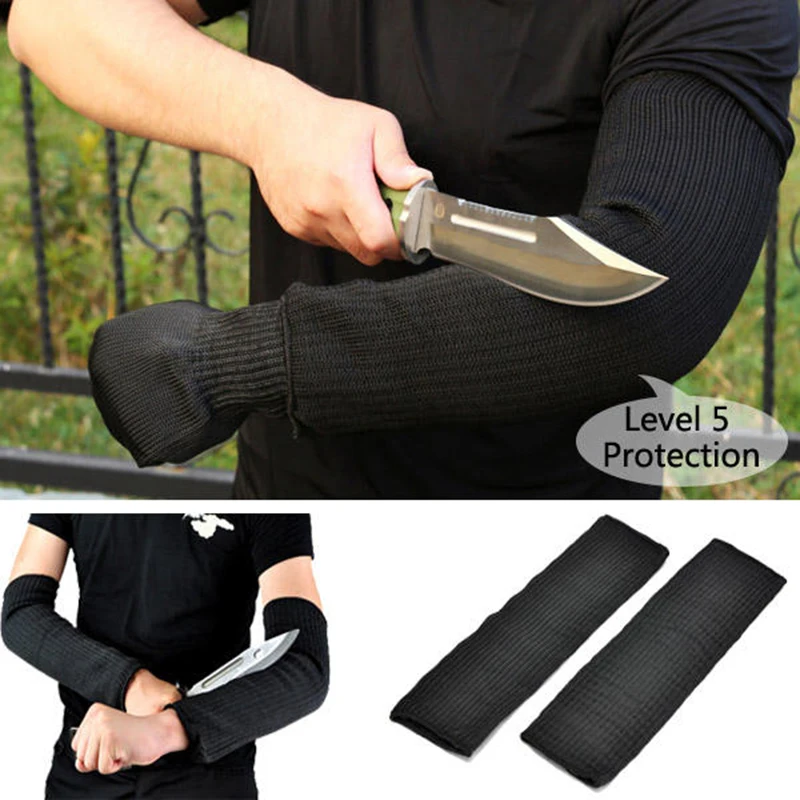 1 /2 Pair Cut-Resistant Arm Guard Sleeve Outdoor Work Safety Protection Product Black  Anti-cutting Protective Glove  Sleeves