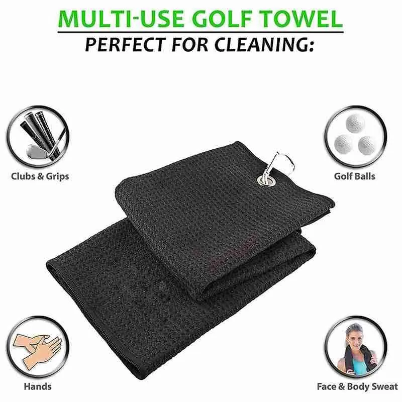 Golf Towel 30x50cm With Safety Buckle For Clean Clubs Towel Balls Hands Royal Golf Black Blue C8I6