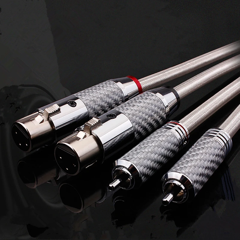 

hifi Silver Plated OFC Audio Line QED Signature RCA to XLR Male / Female Cable with Carbon Fiber Plug