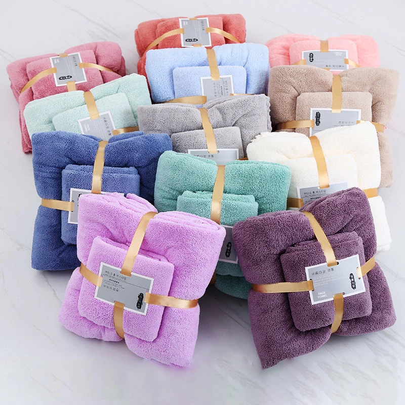 

Hotel Home Bathroom Microfiber Bath Towel Suit Super Thick Unisex Water Absorption Student Face Towel Accessories Sets Towel