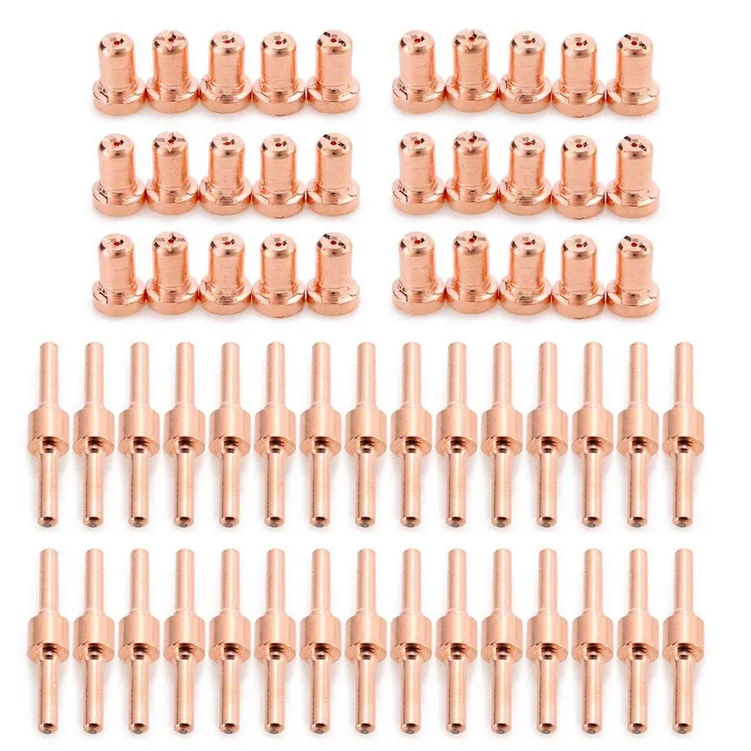 60pcs Red Copper Extended Long Plasma Cutter Tip Electrodes/Nozzles Kit Mayitr Consumable For PT31 LG40 40A Cutting Welder