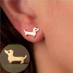 New Fashion Puppy Shaped Stud Earrings for Women Metal Dachshund Dog Piercing Earrings Girl's Cute Accessories Female Jewelry