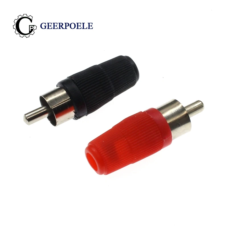 10 pcs/lot RCA Round Hat AV Male Connectors Plastic Housing Stereo Audio Plug Channel Dual Connector DIY