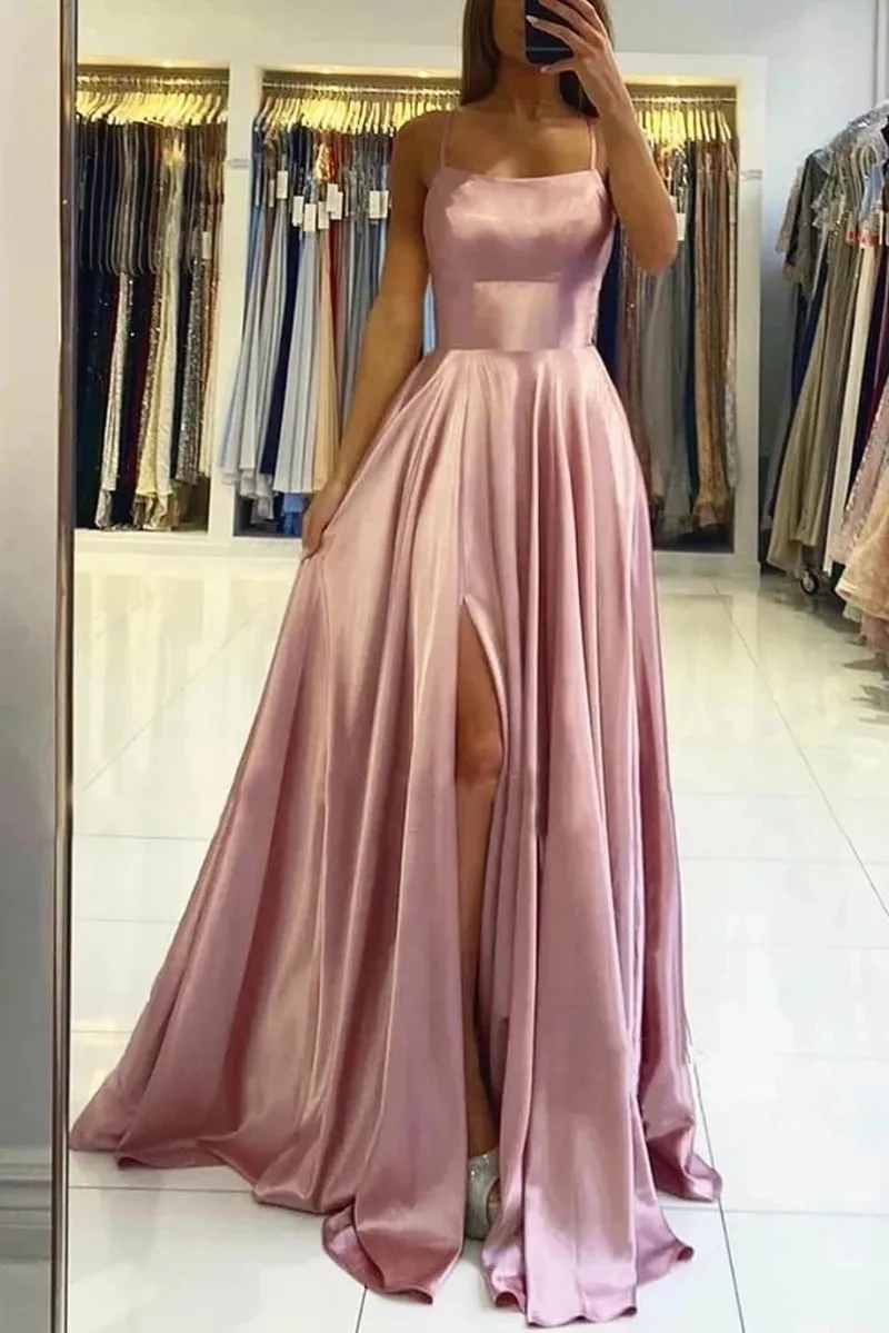 Evening Dresses 2024 Spaghetti Strap Corset Back Elegant A Line Long Graduation Party Gowns Robe De Soiree