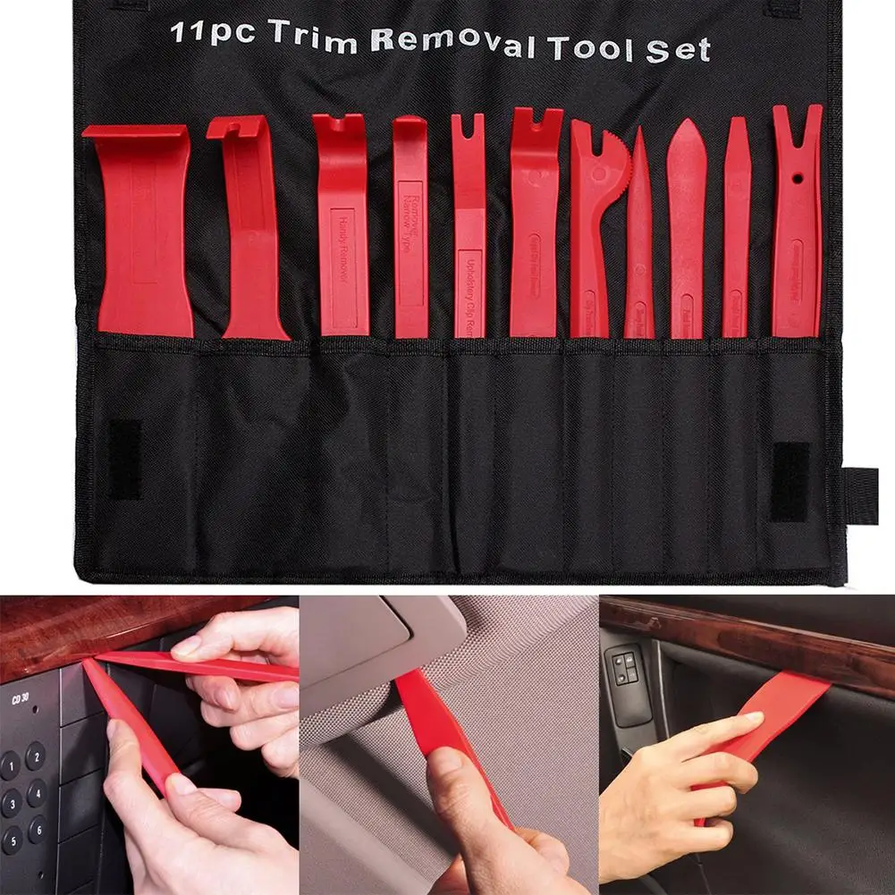 11 Pcs Car Removal Tools Automobile Nail Puller Radio Audio Panel Door Repairing Clip Trim Removal Pry Repair Tool Plastic