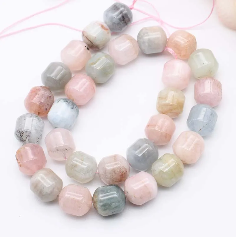 

12x14mm natural Rainbow color morganite stone cylindrical beads DIY Necklace sling earrings jewelry production free delivery