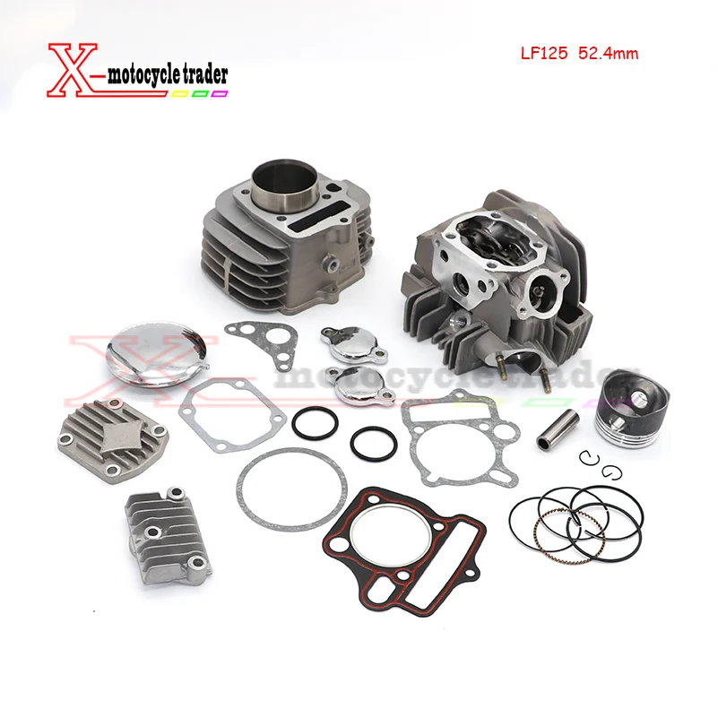 LIFAN125 Engine Cylinder with 52.4mm piston kit cylinder head gasket for Kayo Apollo Bosuer Xmotos 125cc