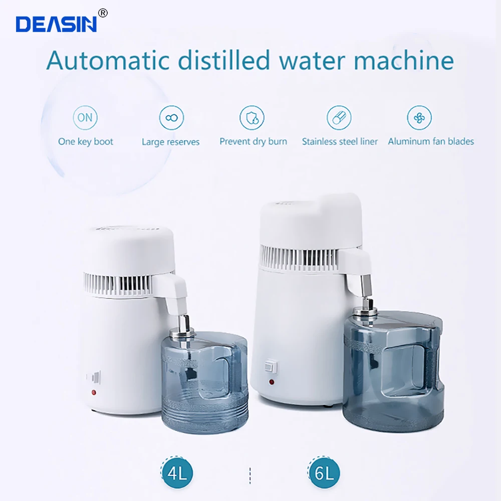 4l /6l pure water distiller dental distilled water machine stainless steel filter purifier electric distillation jug 110v 220v