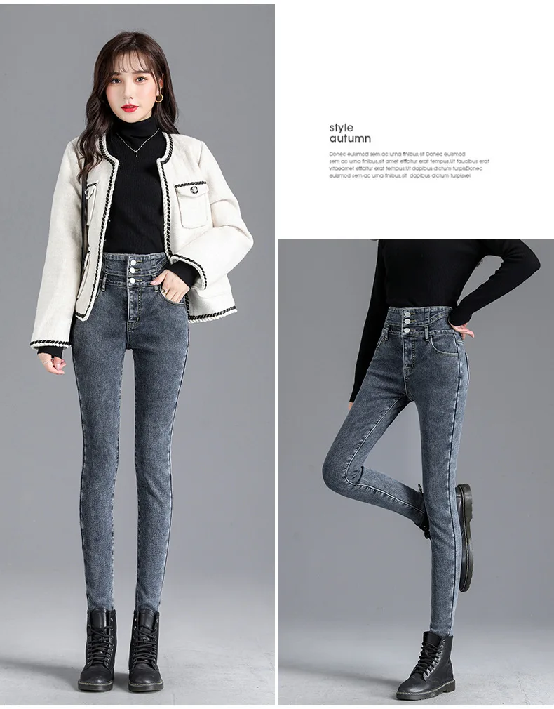 Thermal Winter Thick Fleece High-waist Warm Skinny Jeans Thick Women Stretch Button Pencil Pants Mom Casual Velvet Jeans 20 H9878cf3cfe9d49299192dc49702b7271u