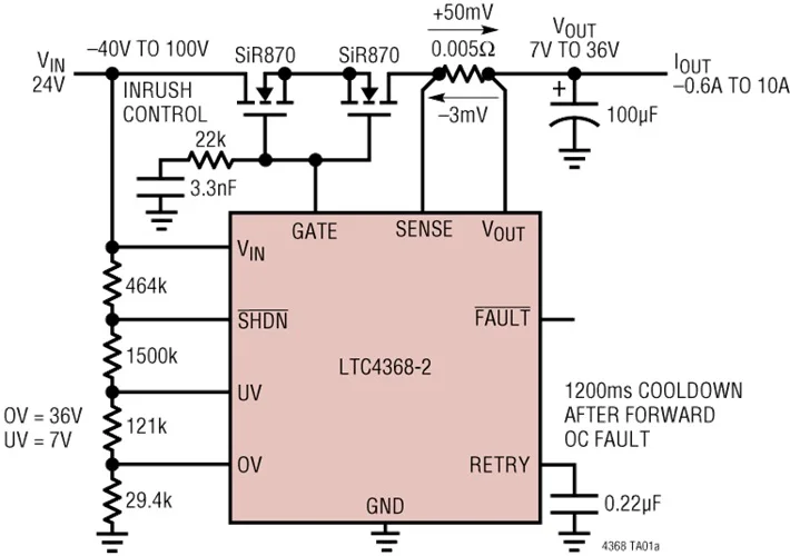 LTC4368 LTC4368CMS-1 LTC4368IMS-1 LTC4368HMS-1 LTGTG - 100V UV/OV and Reverse Protection Controller with Bidirectional Circuit - Image 2