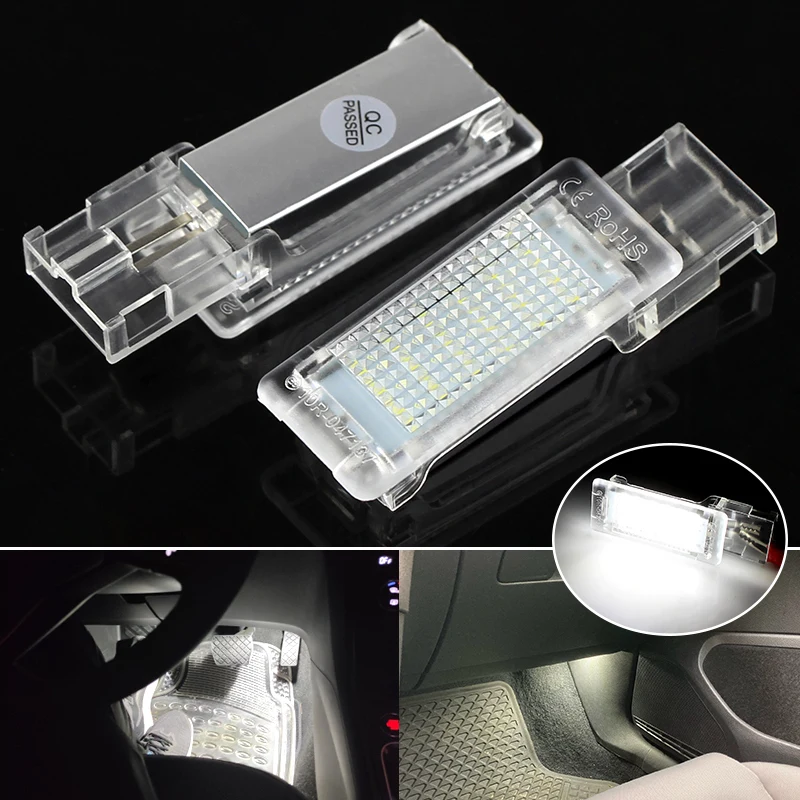 2pcs CANbus white For Seat Ateca Alhambra Skoda Superb Rapid VW Passat B6 B7 Golf 5 6 Caddy LED Footwell Light Glove Box Lamps