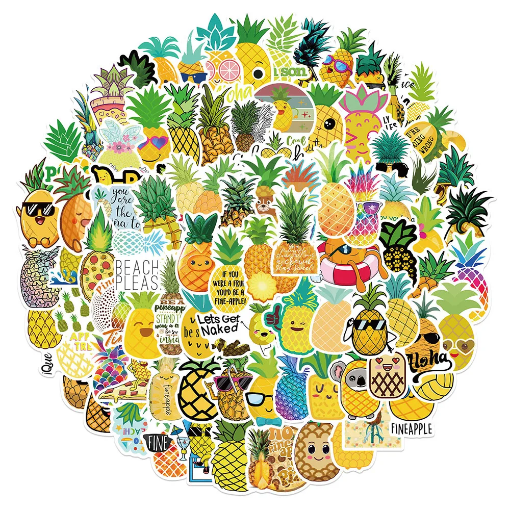 10/30/50/100PCS Cute Fruit Pineapple Cartoon Stickers DIY Phone Laptop Snowboard Luggage Guitar Waterproof Decal Sticker Kid Toy