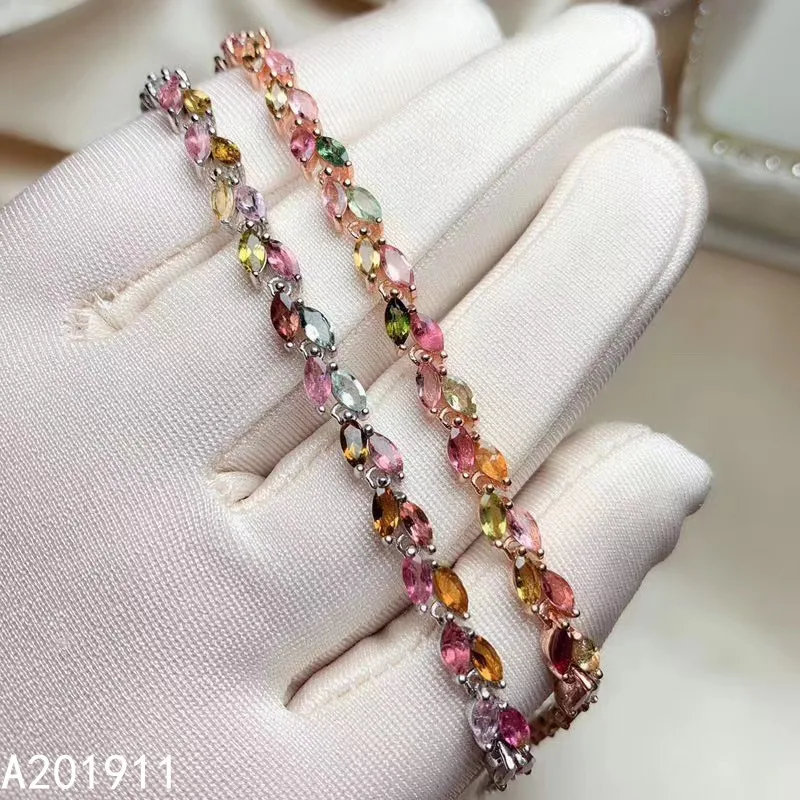 

KJJEAXCMY fine jewelry natural Tourmaline 925 sterling silver new women hand bracelet support test popular