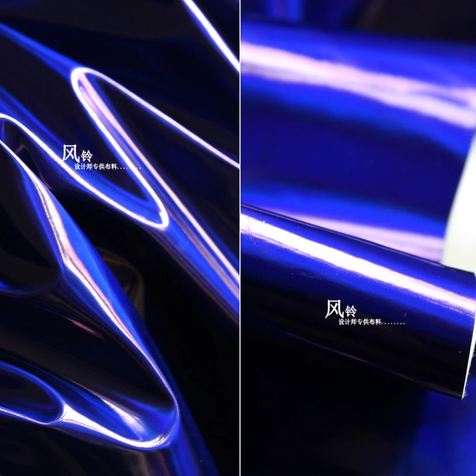 

Глянцевая ткань из синтетической кожи, темно-синяя гладкая нашивка «сделай сам», сумки, куртка, пальто, сценический декор для косплея, одежда, дизайнерская ткань