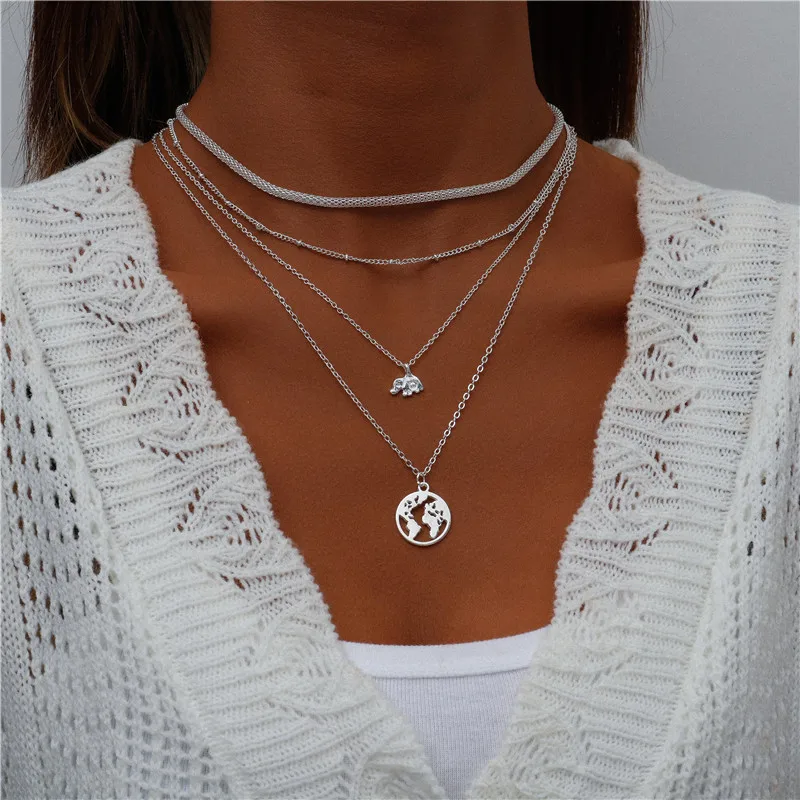 Tenande Bohemian Mehrschichtige Halskette für Frauen Vintage Wassertropfen Münze Stern Mond Anhänger Halskette Geometrisches Collier Collares – Detail 3