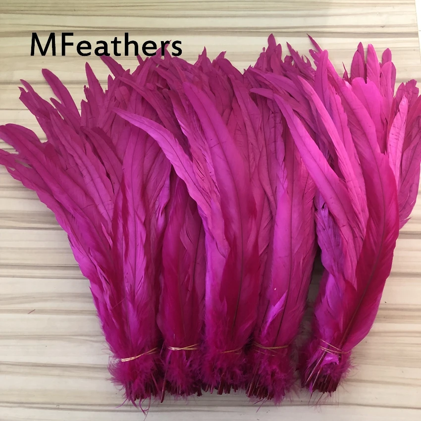 100Pcs Quality hot pink Colored 14-16inch 35-40cm Rooster Tail Feathers For Halloween Carnival Costume Mask 23 Colours Available