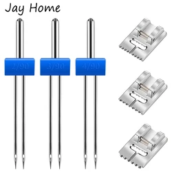 3 rozmiary Podwójne igły do maszyny do szycia 2.0/90 3.0/90 4.0/90 Uniwersalne igły z podwójną głowicą i stopką do szpilek z rowkiem