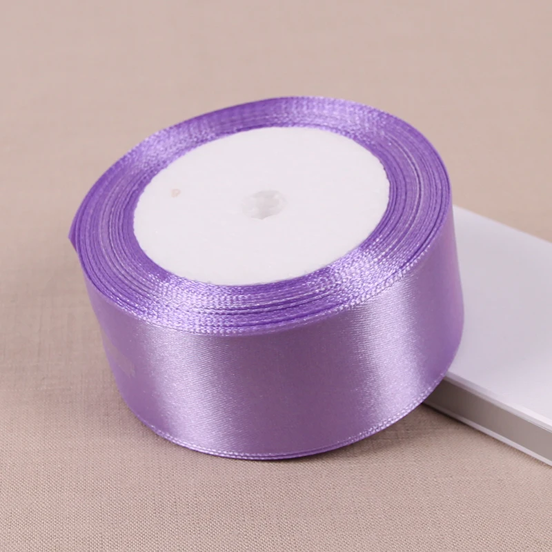 6mm 10mm 15mm 20mm 25mm 40mm 50mm (1Roll 25yds)Light purple Satin Ribbon Handmade Wedding Party Decoration Gift Ribbon