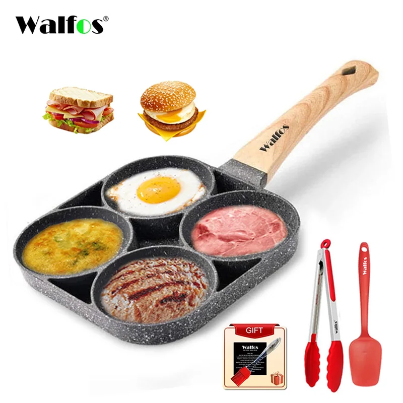 

WALFOS 2/4 Hole Non Stick Frying Pan Breakfast Maker Omelet Steak Pan Egg Pancake Mold Cooking Pots Set Cookware Kitchen Gadgets