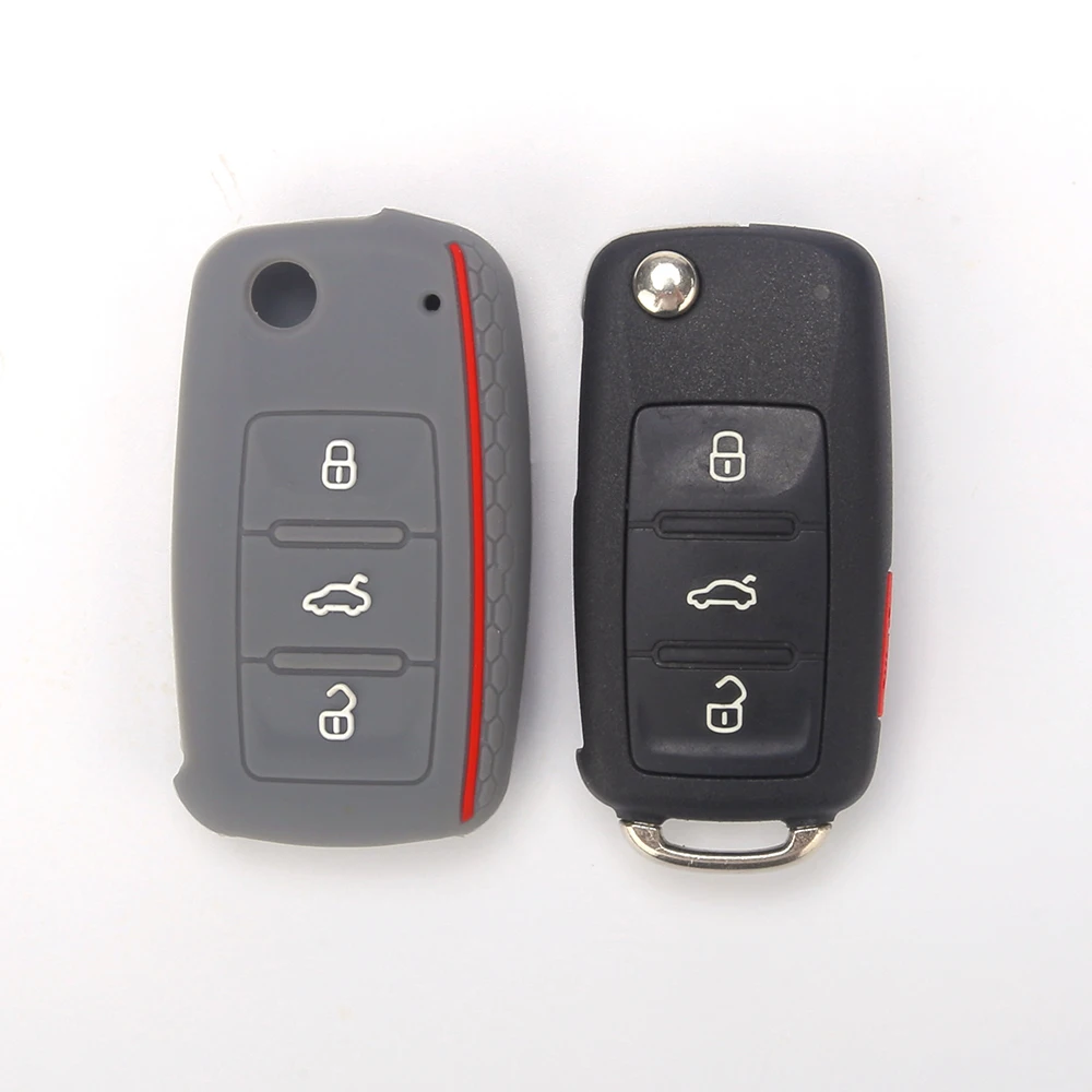 2021 Hot Sale Waterproof Durable Fashion Style Rubber Fob Alarm Remote Cover Silicone Car Key Case for Protective Skoda Car Keys