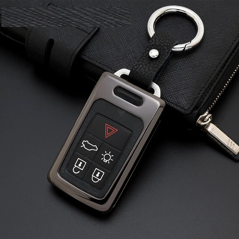 Car-Styling Accessories For Volvo XC60 S60l V40 V60 S60 Zinc Alloy+Leather Key Case for Car Covers Romote Key Shell Bag Holder