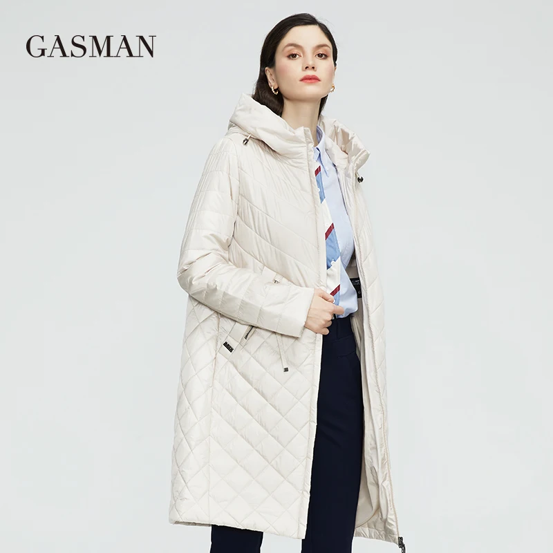 GASMAN-gabardina larga informal para mujer, chaqueta a la moda, talla grande, 2022