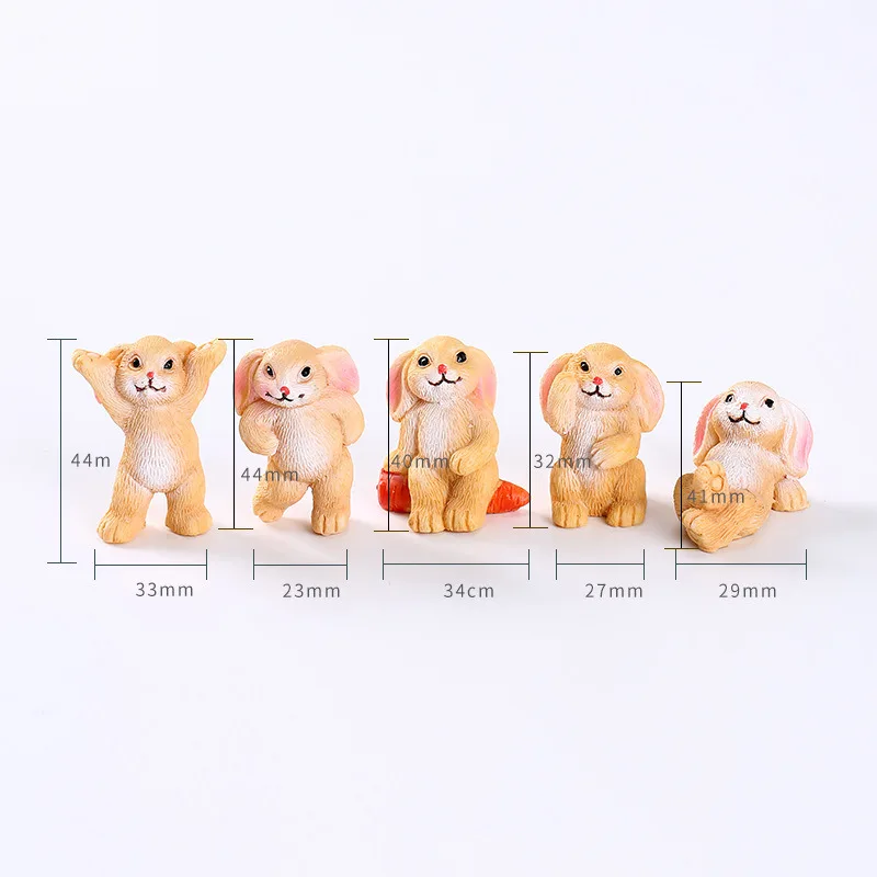 Cute Rabbit Hedgehog Mushroom Succulent Potted Flower Pot Fairy Garden Decor Landscape Model Ornament Resin Figurines Miniatures