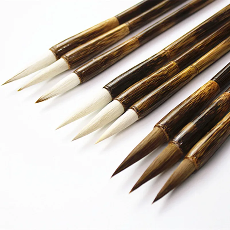 Chinese Brush Pen Set Caligrafia 3pcs Bamboo Calligraphy Brush Pen Chinese Painting Calligraphy Writing Brushes Tinta China