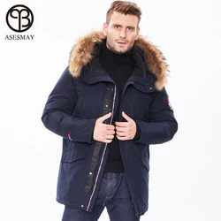 2024 New Winter Jacket Men Long Fur Collar Hooded Coats Parka for Men‘s Solid Jackets Thick Warm Windproof Casual Outerwear