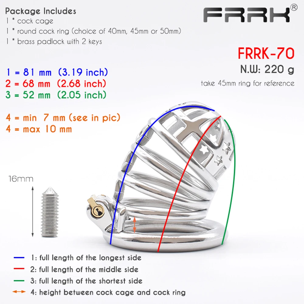 FRRK Metal Spiked Chastity Cage Spines for AdulTs 18 Men\'s Penis Rings Male BDSM Sex Toys Bondage Belt Gay Device