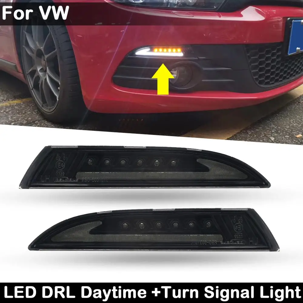 

For VW Scirocco 2008-2013 Car Front LED side marker Lamp Amber Turn Signal Lights and White DRL Daytime Running Lights