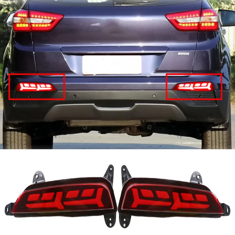 

2PCS Led Reflector driving lights for Hyundai Creta IX25 2014 2015 2016 2017 Brake Lights rear bumper lamp Turning Signal light