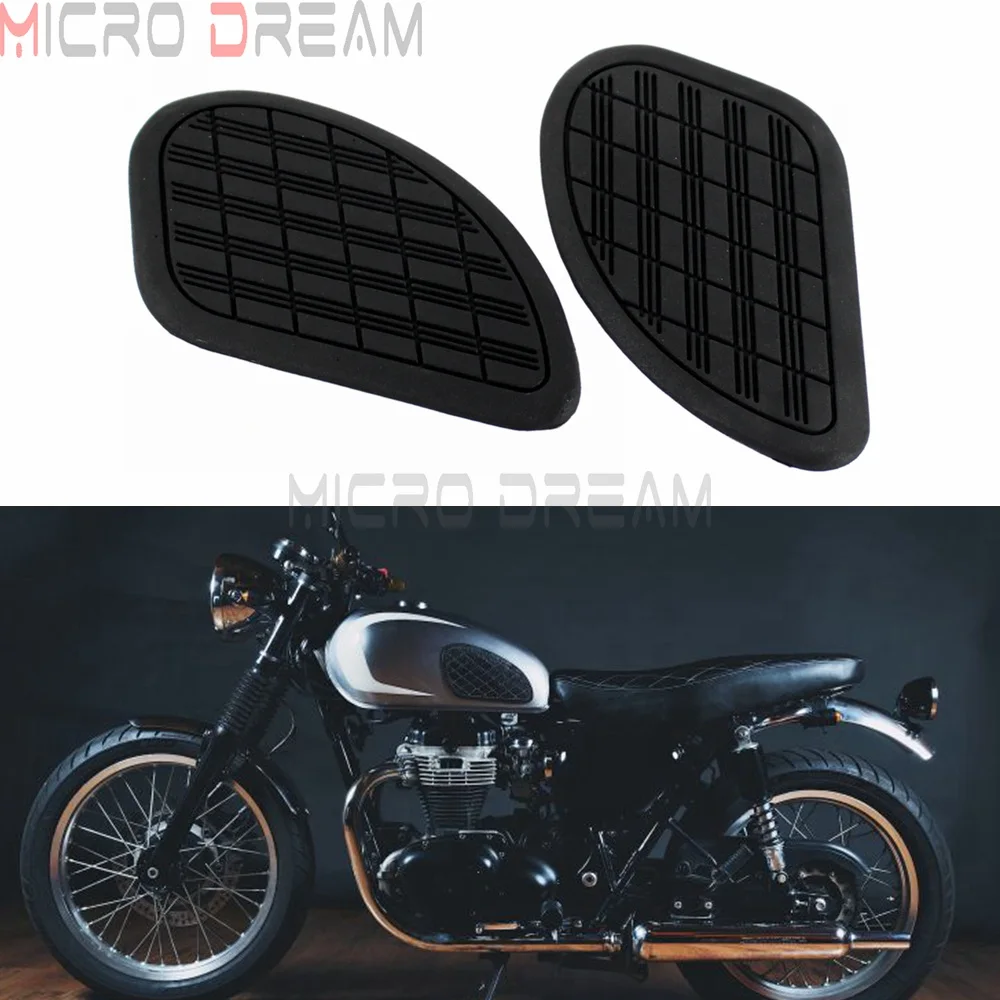 

2 Pcs Black Fuel Gas Tanks Traction Rubber Pads Side Knee Grip Protection For Harley Honda Yamaha Suzuki Kawasaki Motorcycle