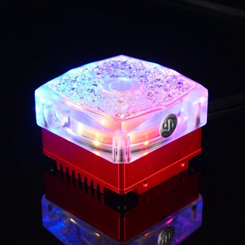 Syscooling pc líquido bomba de refrigeração gelo cristal superior com luz rgb g1/4 linha dc12v silencioso água bomba de refrigeração