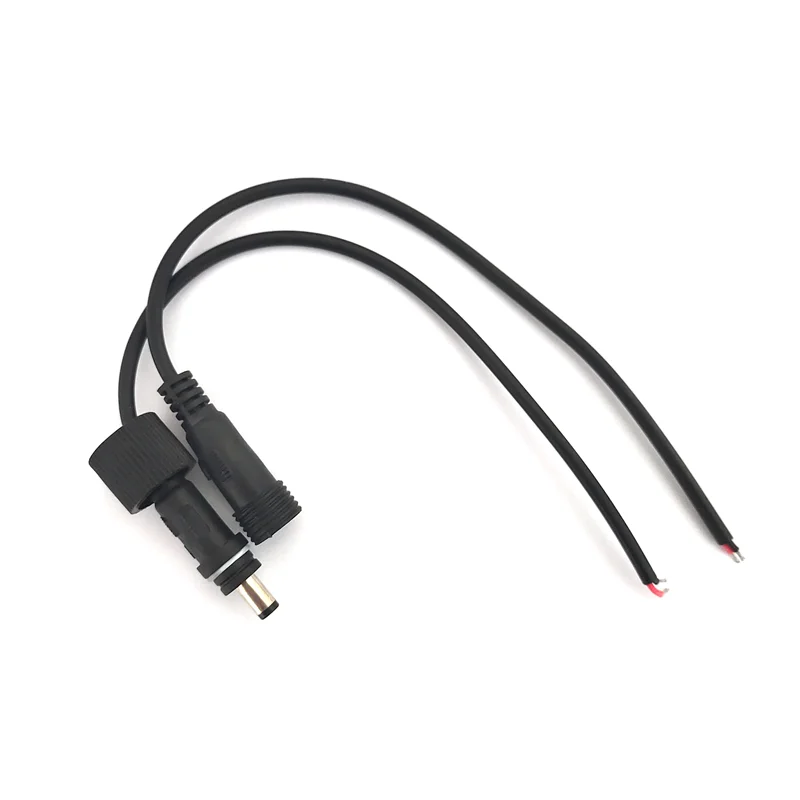 1/5 Pairs DC Power Wire Female And Male Waterproof Black 2Pin 22AWG 5.5x2.1mm Cable Connector