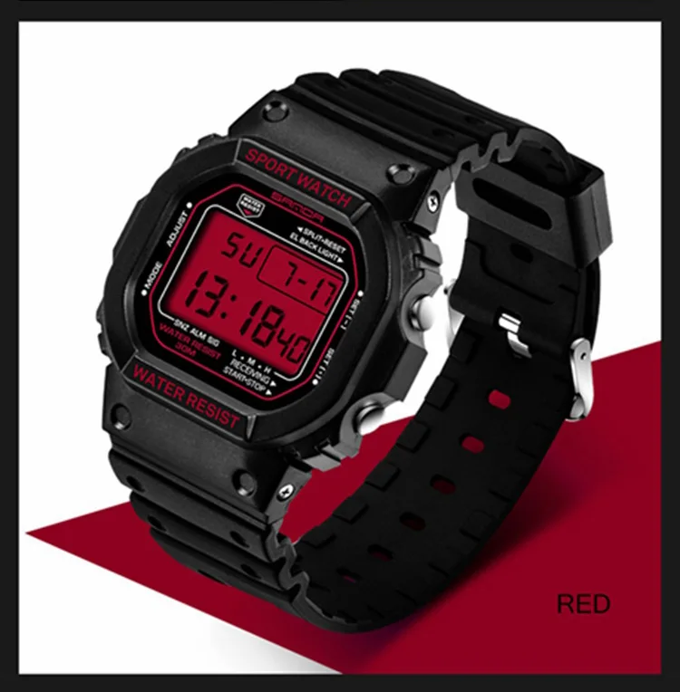 Sanda-Montre de sport professionnelle pour homme et femme, étanche, style militaire, rétro, analogique, LED, numérique