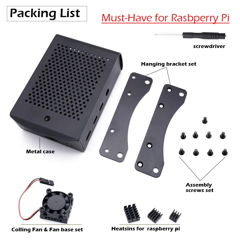 Raspberry Pi 4 Modelo B, carcasa de aluminio con ventilador de refrigeración, Kit de disipadores térmicos, caja de carcasa de Metal con ventilador