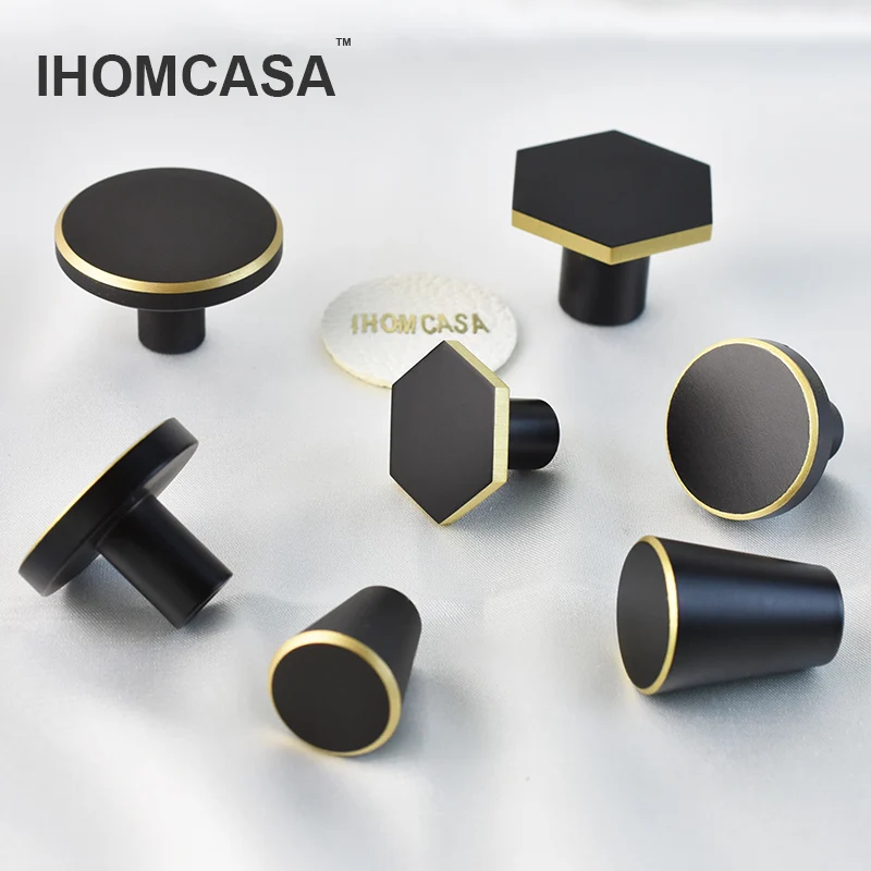 IHOMCASA Round Brass Gold Furniture Handles For Drawers Bathroom Kitchen Storage Cabinet Pulls Wardrobe Shoe Cupboard Door Knob