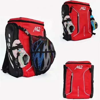 Bolsa de patinação para patins de velocidade inline, Sapatos Transportadora Carry, Mochila Esportiva, Capacete Protector Pads Pack, Sala lateral, Capacete