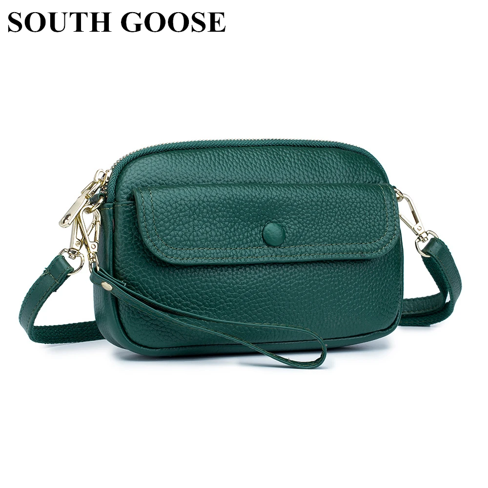 SOUTH GOOSE New Genuine Leather Women Shoulder Bag Luxury Messenger Bag High Quality Female Small Flap Bag Casual Ladies Clutch