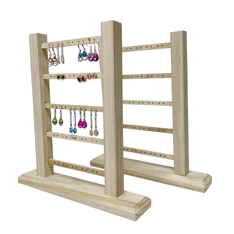 

1 Piece Creativity 25 Pairs Wooden Jewelry Display Rack Stand 5 Layers Earring Holder Ear Studs Pendant Storage Organizer